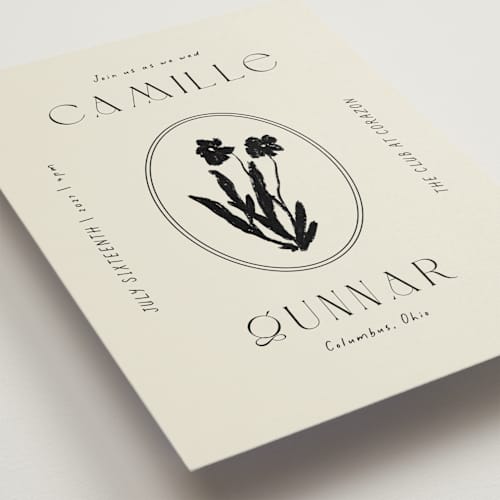 This is a onyx wedding invitations with standard by Alaina Cherup called la graine printing on signature in grand