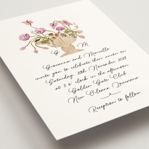 This is a deep blush wedding invitations with standard by Pati Cascino called barolo printing on signature in grand