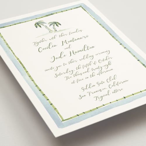 This is a celeste wedding invitations with standard by Pati Cascino called alento printing on signature in grand