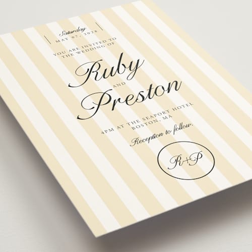 This is a sunshine wedding invitations with standard by Jen Ramsey called elegant and formal printing on signature in grand