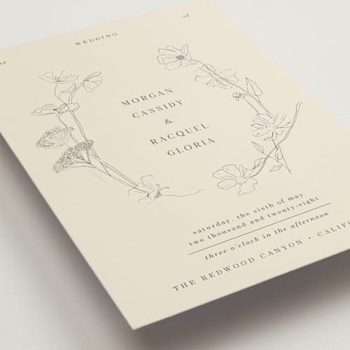 This is a ivory wedding invitations with standard by Baumbirdy called floral stamp printing on signature in grand
