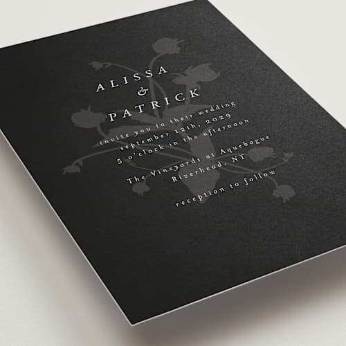 This is a noir wedding invitations with standard by AK Graphics called autumnal printing on signature in grand