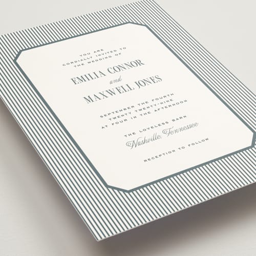 This is a capri wedding invitations with standard by Emily Betts called modern stripes printing on signature in grand