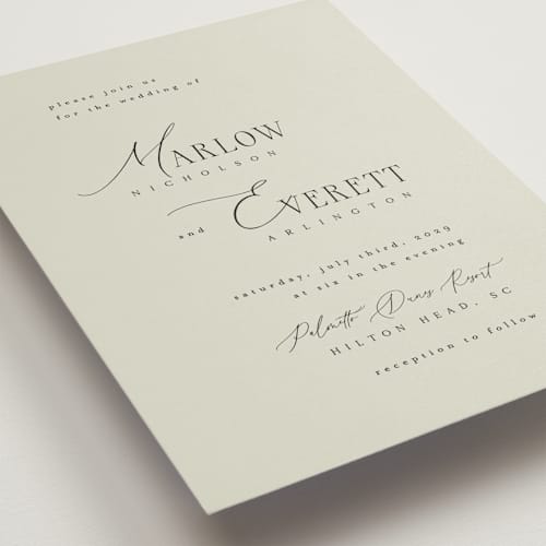 This is a spring wedding invitations with standard by Kelly Schmidt called scripted initials printing on signature in grand