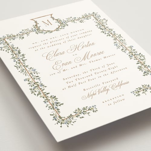 This is a lake wedding invitations with standard by Leah Bisch called arbour printing on signature in grand