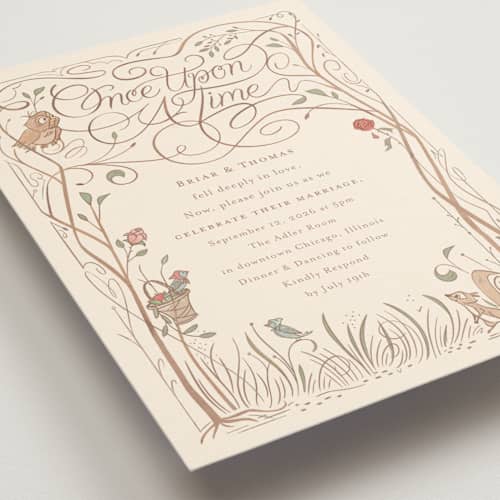 This is a autumn wedding invitations with standard by Morgan Ramberg called disney storybook printing on signature in grand