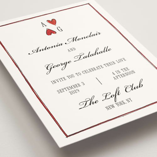 This is a lily wedding invitations with standard by Pati Cascino called two hearts printing on signature in grand