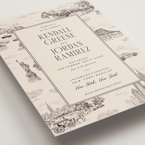 This is a antique wedding invitations with standard by Jenna Holcomb called new york toile printing on signature in grand