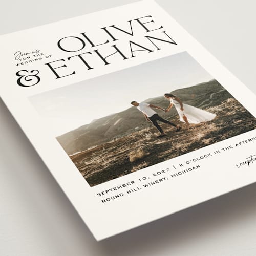 This is a pearl wedding invitations with standard by Owl and Toad called casual printing on signature in grand