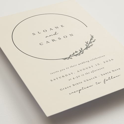 This is a almond wedding invitations with standard by Brianne Larsen called branched printing on signature in grand