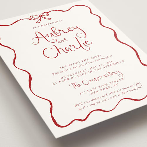 This is a wine wedding invitations with standard by Cass Loh called quirky fun printing on signature in grand