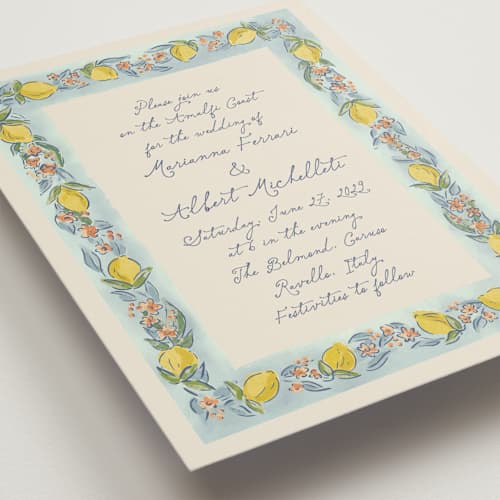 This is a aqua wedding invitations with standard by Chris Griffith called amalfi coast wedding printing on signature in grand