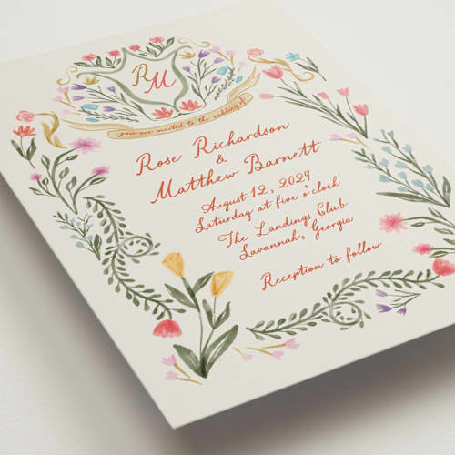 This is a sunset wedding invitations with standard by Maja Cunningham called chantilly printing on signature in grand