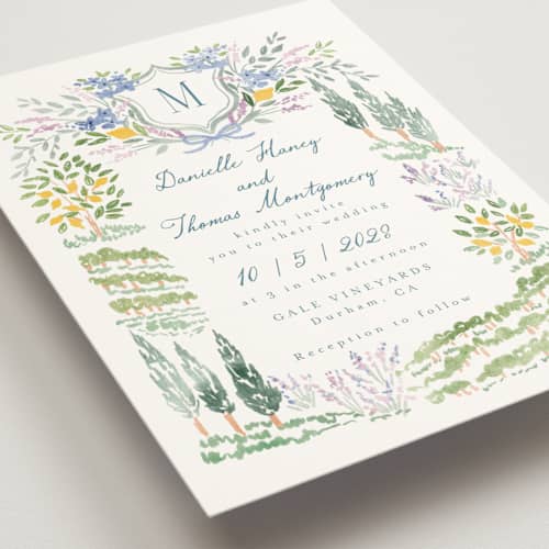 This is a summer wedding invitations with standard by Petra Kern called vineyard love printing on signature in grand