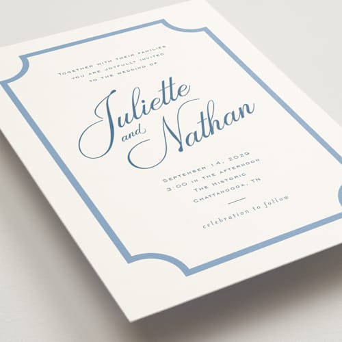 This is a bluebell wedding invitations with standard by Jessica Williams called marenza printing on signature in grand