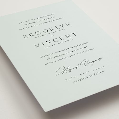 This is a sky wedding invitations with standard by Kelly Schmidt called merryvale printing on signature in grand