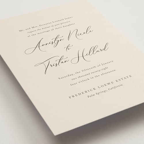 This is a mocha wedding invitations with standard by Jennifer Postorino called love story printing on signature in grand