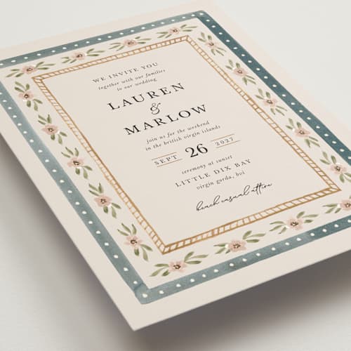 This is a sea wedding invitations with standard by leslie hamer called americana printing on signature in grand