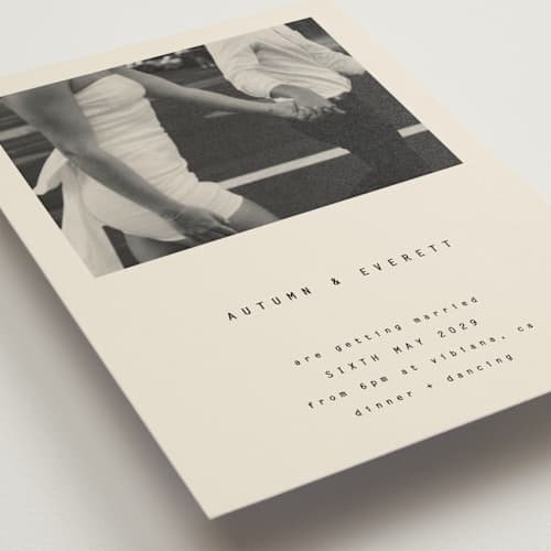 This is a vanilla wedding invitations with standard by Blustery August called nonnette printing on signature in grand