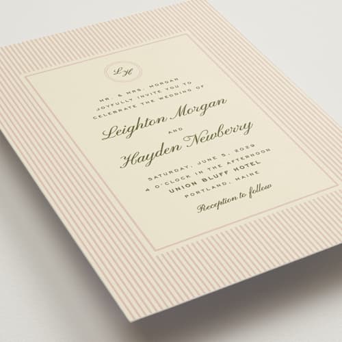 This is a blush wedding invitations with standard by Ellen Schlegelmilch called hayden printing on signature in grand
