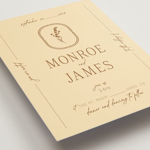 This is a bark wedding invitations with standard by Jen Ramsey called classic and floral printing on signature in grand