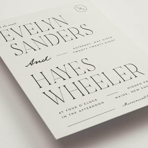 This is a forest wedding invitations with standard by Blustery August called hayes printing on signature in grand