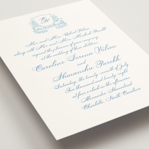 This is a capri wedding invitations with standard by Creo Study called royalty printing on signature in grand