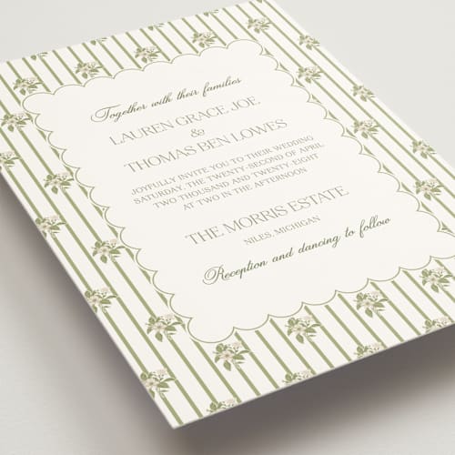 This is a petal wedding invitations with standard by Lisa Joanna Harrison called summer fields printing on signature in grand