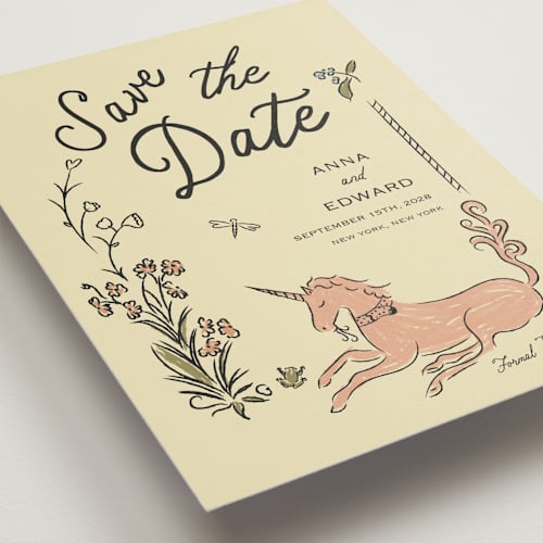 This is a oat save the date with standard by Helena Vitto called love rests in a garden printing on signature in grand