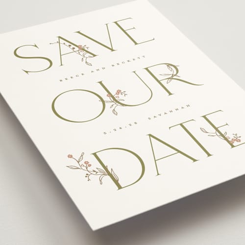 This is a ivy save the date with standard by Susan Zinader called endless summer printing on signature in grand
