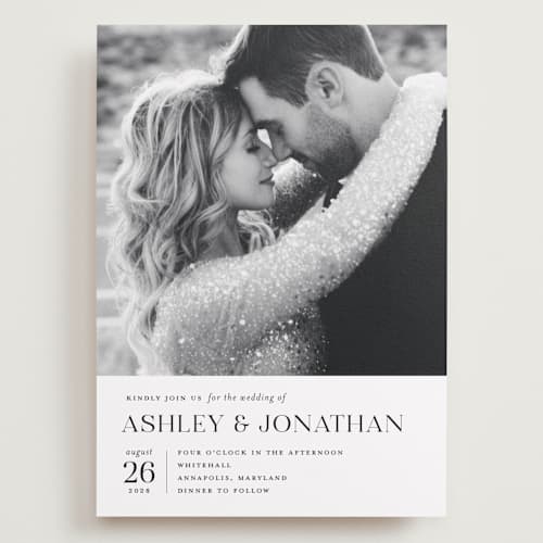 This is a porcelain wedding invitations with standard by Eric Clegg called have and hold printing on recycled smooth signature in grand