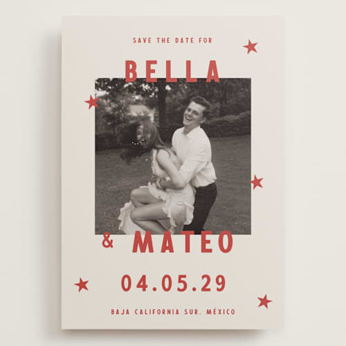 This is a sierra save the date with standard by Ani Somi called coyota printing on recycled smooth signature in grand