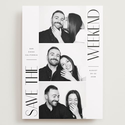 This is a ink save the date with standard by Hudson meet Rose called snapshot printing on recycled smooth signature in grand