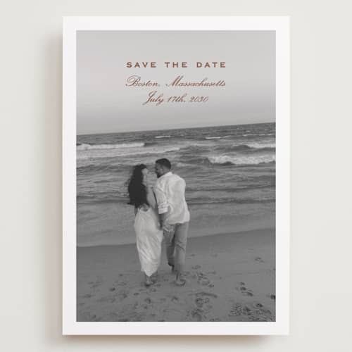 This is a pecan save the date with standard by chocomocacino called flatkaka printing on recycled smooth signature in grand