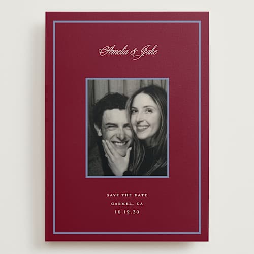 This is a cardinal save the date with standard by Laura Vuletic called orion printing on recycled smooth signature in grand