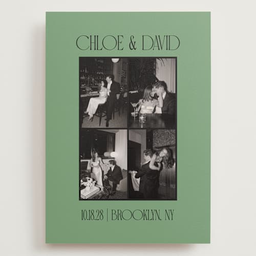 This is a jade save the date with standard by Morgan Kendall called quad printing on recycled smooth signature in grand