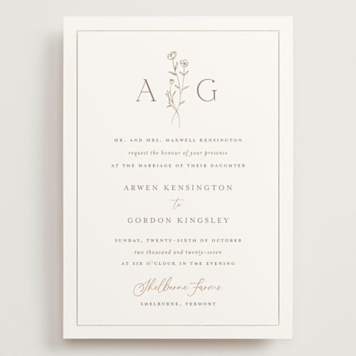 This is a chiffon wedding invitations with foil pressed by chocomocacino called kouignette printing on signature in grand