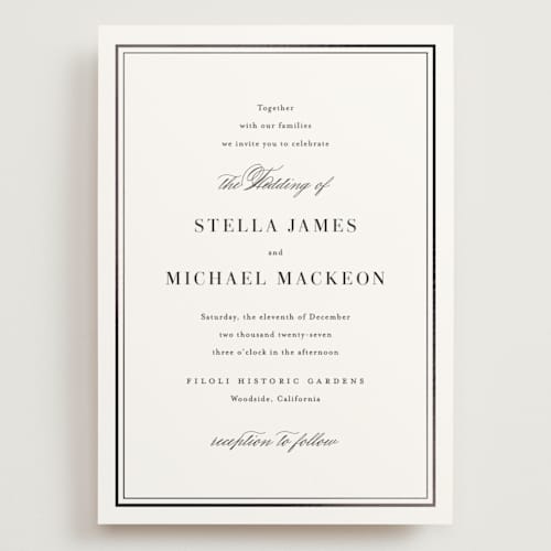 This is a cotton wedding invitations with foil pressed by Jennifer Postorino called polished printing on signature in grand