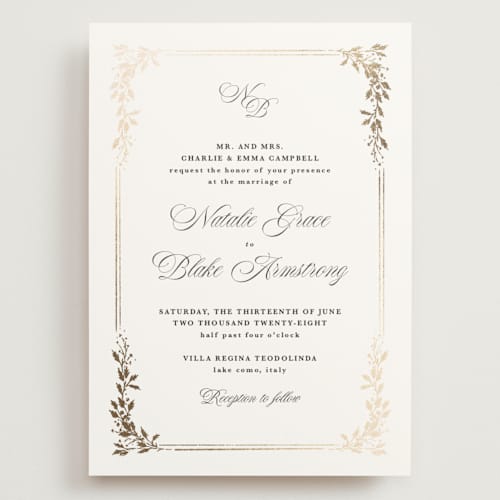 This is a diamond wedding invitations with foil pressed by Kate Ahn called lake como printing on signature in grand