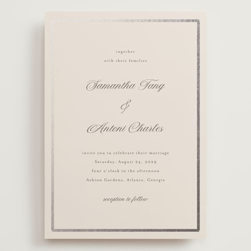 This is a antique wedding invitations with foil pressed by Nicole Walsh called tux printing on signature in grand
