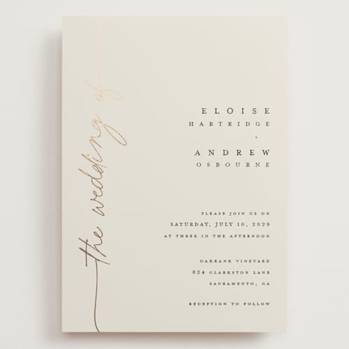 This is a linen wedding invitations with foil pressed by Pippa Shaw called silk printing on signature in grand