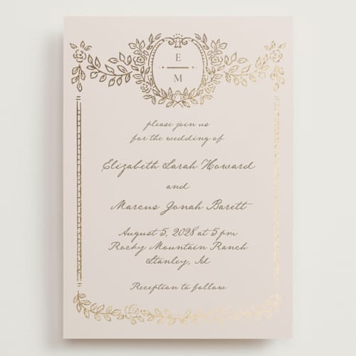 This is a vanilla wedding invitations with foil pressed by Petra Kern called manuet printing on signature in grand