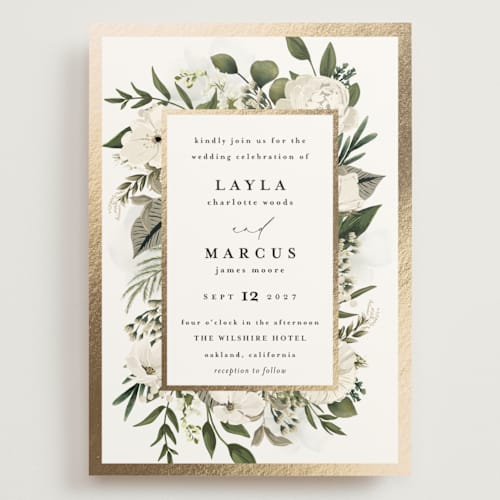 This is a vanilla wedding invitations with foil pressed by Susan Moyal called classic love printing on signature in grand