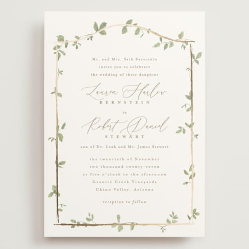 This is a ivy wedding invitations with foil pressed by Everett Paper Goods called canopy printing on signature in grand