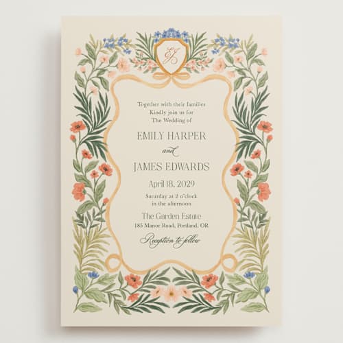 This is a garden wedding invitations with standard by Elly called garden heirloom printing on signature in grand