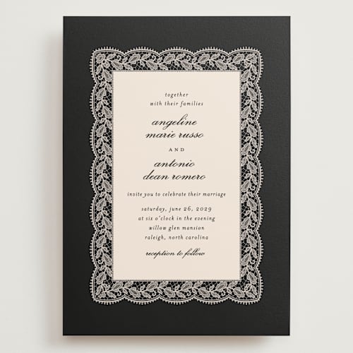 This is a midnight wedding invitations with standard by Erica Krystek called chantilly printing on signature in grand