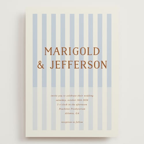 This is a wave wedding invitations with standard by Kelly Watkins called stripes printing on signature in grand
