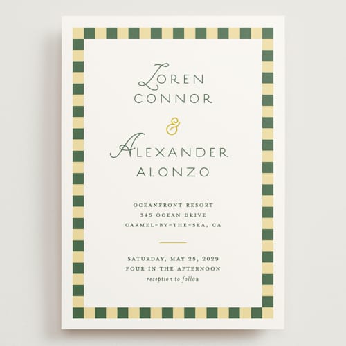 This is a citrus wedding invitations with standard by Angela Quan called grid printing on signature in grand