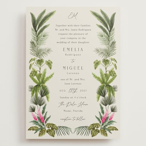 This is a lime wedding invitations with standard by Elly called tropical garden printing on signature in grand