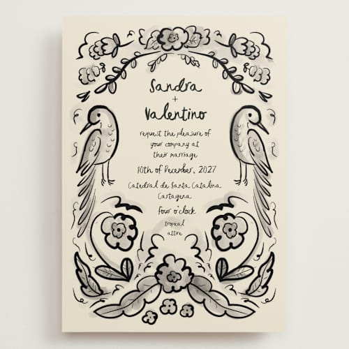 This is a ink wash wedding invitations with standard by Ani Somi called santa catalina printing on signature in grand